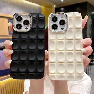 Lens <b>ring</b> raised and recessed textured case electroplated <b>ring</b> for Apple15 checkered pattern phone case 16 shockproof phone case - Product Image 5