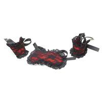 Masque et ensemble de restraints unisexe en dentelle de soie noire pour jeux de couple adultes, équipement BDSM, restraints Dominatrix, vente en gros