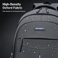 Sac à dos d'affaires pour hommes, sac pour ordinateur portable de 15 pouces, tissu Oxford, grande capacité 20-35L, sac de voyage multi-compartiments pour le bureau et l'école