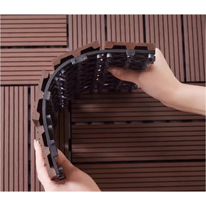 Dalles de sol emboîtables SHENGCHENG 300x300 pour terrasse extérieure, jardin, patio, revêtement de sol en bois-plastique WPC, dalles de terrasse DIY pour extérieur - Product Image 1