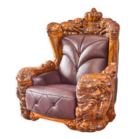 Ensemble de canapés en cuir sculpté en bois massif de style européen et nouveau style chinois pour grandes villas, mobilier de salon six places