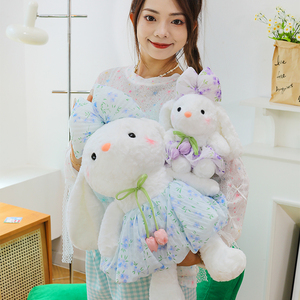 Bộ đồ chơi sang trọng Thỏ Mặc Hoa-Thỏ nhồi bông đáng yêu với cung lớn và trang phục hoa văn đồ chơi sang trọng - Product Image 5