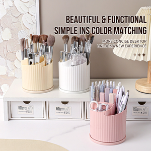 Rotating Pen Holder <b>Makeup</b> Organizer Plastic Cosmetic Brush Storage Cup Countertop Vanity Desktop Rack - Product Image 2
