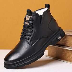 Botas de Invierno para Hombre, de Piel Genuina, Punta Redonda, Forro de Felpa, Suela de Goma Antideslizante, Entresuela de EVA, Botas Cálidas para la Nieve - Product Image 1