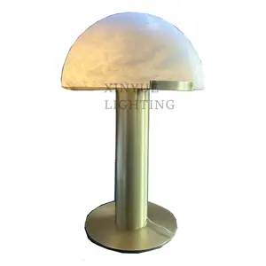 Lámpara de mesa de latón grande de piedra de mármol de alabastro resistente de fábrica de Zhongshan, iluminación de escritorio de mesa de restaurante de lujo