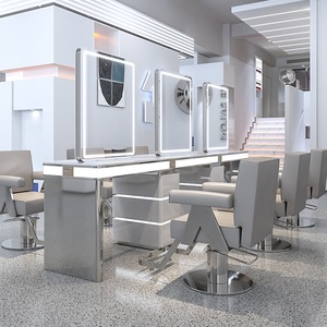 Tocador de peluquería de doble cara con luz Led de longitud completa, taburete para salón de belleza, Spa, muebles, estación de espejo, gran oferta - Product Image 2