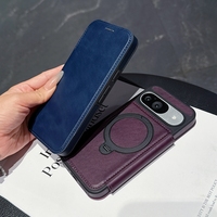 Étui de téléphone en cuir PU à rabat de luxe avec porte-cartes étui de protection pour Google Pixel 9 Pro étui avec porte-anneau