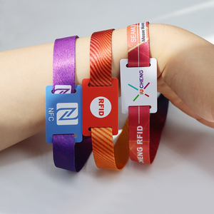 도매 맞춤형 폴리 에스터 <span class=keywords><strong>RFID</strong></span> 팔찌 조정 가능한 새틴 짠 직물 팔찌 액세스 제어 - Product Image 5