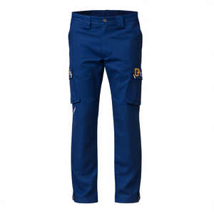 Ttake Men's Regular Work Trousers <b>Blue</b> L Size Cargo Pocket Design Abrasion Resistance Factory Use - Product Image 2