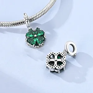 MULAオリジナル925スターリングシルバーチャームビーズCZジルコン四つ葉のクローバーダングルフィットブレスレット認定DIY女性用ジュエリーギフト - Product Image 5