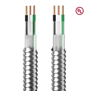 Alambre recubierto de Metal blindado, Cable MC Flexible de 10AWG, certificado UL, 16/2, 14/2, 12/2, THWN, THHN