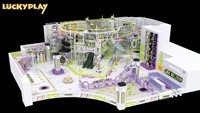 Parc de jeux d'aventure en bois pour enfants avec toboggans et tyroliennes - Équipement de parc d'attractions intérieur Luckyplay, certification CE, taille personnalisée