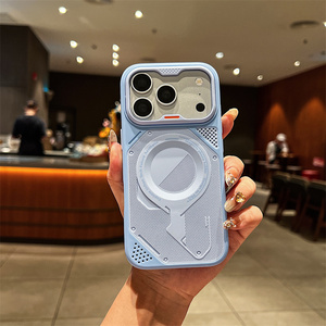 Coque de téléphone magnétique de refroidissement à armure mécanique pour iPhone 18 17 16 15 14 Pro Max, dos mat givré couleur unie motif nid d'abeille, Nouveauté - Product Image 5