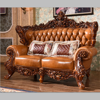 Ensembles de canapé en cuir classique, meubles de salon, style européen antique