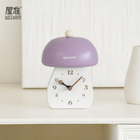 WOZOOM Horloge de table Décor de bureau naturel Horloge de maison champignon Art déco Bureau Café Art Horloge de bureau moderne