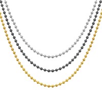 Vente en gros de haute qualité 2.40mm perlé or argent noir longueur personnalisée couleur chaîne boule en acier inoxydable avec connecteur fermoir