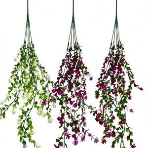 Guirlandes artificielles de camélias 30cm-100cm, fleurs suspendues en plastique, bouquet blanc, rouge, violet, jaune, décoration style campagnard - Product Image 4