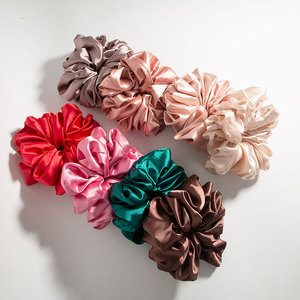 Scrunchies Satin Large <b>Hair</b> Tie <b>Red</b> Dark Green Daily Use Elastic <b>Band</b> Women's <b>Hair</b> Styling Accessories - Product Image 4