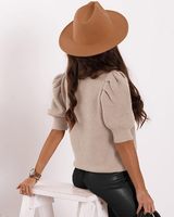 Haut tricoté à manches courtes et col rond pour femme, collection été-automne 2026, style tendance et doux (personnalisable)