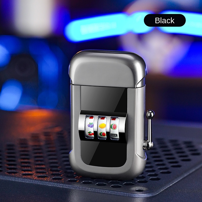 slot machine cigarette lighter 2026 USA Hot Sell Classic Creative Mini Gambling Funny Games with Rechargeable for Camping and Cigarettes Vintage Slot Machine Flashing Novelty