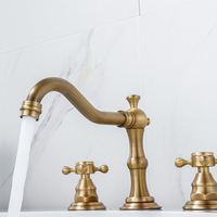 Robinet vintage français tout cuivre split type bassin meuble de salle de bain, style européen double poignée lumière bassin robinet