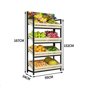 Freshfruitsandvegets Khung Sắt Siêu Thị Kệ Đứng Hiển Thị Gỗ Trái Cây Hiển Thị Giá - Product Image 1