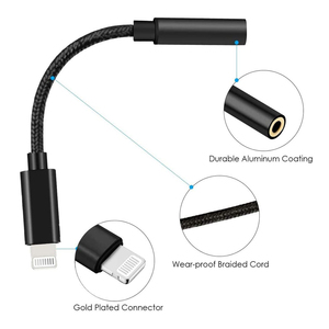 MFi certificado para iPhone negro USB 8Pin <span class=keywords><strong>a</strong></span> 3,5mm Aux <span class=keywords><strong>hembra</strong></span> Audio con cable auriculares conectores <span class=keywords><strong>adaptador</strong></span> de conector de auriculares para IOS - Product Image 3