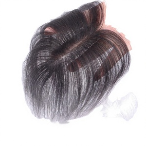 Topper de cheveux humains Remy lisses pour femme, tissage noué à la main, nœuds invisibles, volumisant, léger 7g, postiche pour la ligne des cheveux - Product Image 3