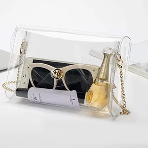 Waterproof Custom Logo Transparent Crossbody Bag Shoulder Bag Clear Stadium Approved Clear Purse Clear Messenger Tote Bag