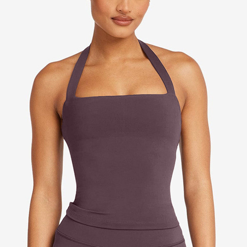 CIYING Women's Halter Neck Yoga Tank Top Sexy Backless Athletic Vest Push up Shockproof Gym Fitness Sports Top