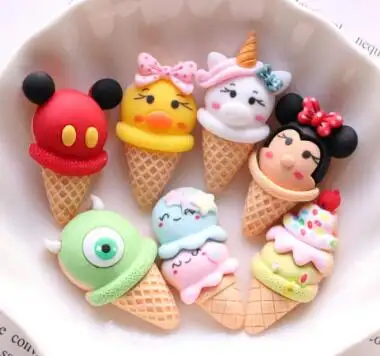 Popular Resin Ice Cream Cone DIY Resin Ornaments Charm Pendant Polymer Clay Charms For Friends.