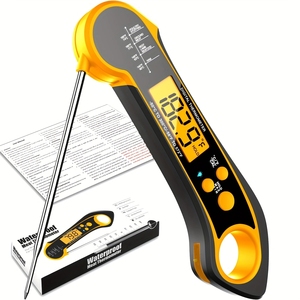 Dijital Anında Okunan Plastik Gıda Termometresi IPX7 Su Geçirmez Katlanabilir Prob Arka Aydınlatmalı LCD 1C Hassasiyet Mutfak ve Barbekü İçin - Product Image 1