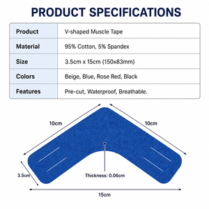 Cinta Kinesiológica Elástica en Forma de V de Algodón Yx Tape (1 Bolsa) con Adhesivo Termofusible para Alivio del Dolor en Rodilla, Hombro y Codo - Product Image 2