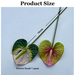 Planta Artificial em Forma de Coração, Anthurium Verde e Vermelho, Flores Impressas em 3D com Toque Real para o Dia das Mães, Páscoa, Casamento em Casa - Product Image 4