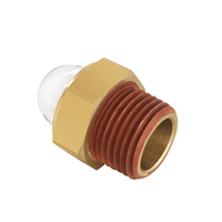 Verre de visée d'huile en laiton 1/2 NPT tête hexagonale bombée verre de visée d'huile avec joint rouge jauge de niveau de liquide appliquée indicateur d'huile