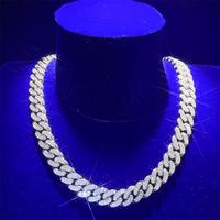 Hip Hop 13mm Bijoux Glacé Vvs Moissanite Pass Diamant Testeur 925 Argent Cubain Lien Colliers pour Hommes