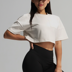 Nueva llegada más tamaño transpirable mujeres Crop Top camisetas media manga más tamaño mujeres Crop Top camisetas - Product Image 1