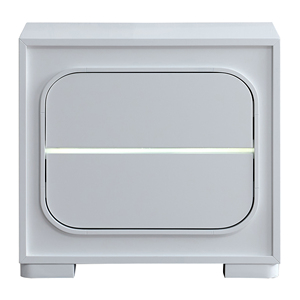 Comodino Milan G08590 N Bianco, Tavolino Moderno con Spazio di Archiviazione, Arredamento Camera da Letto - Product Image 1