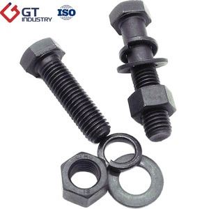 Bu lông lục giác SAE J429 ASTM A449 A354 cỡ 1/4 1/2 <span class=keywords><strong>5</strong></span>/<span class=keywords><strong>8</strong></span>, cấp <span class=keywords><strong>5</strong></span> cấp <span class=keywords><strong>8</strong></span>, thép mạ đen, ren, kèm đai ốc và ron - Product Image 2