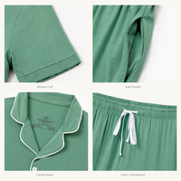 Pyjama en bambou GOTS 220GSM pour femmes, ensemble décontracté personnalisé, vêtements de nuit écologiques, ensemble de 4 pièces assorties, ensemble de vêtements de détente pour femmes