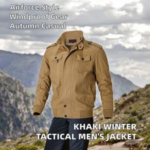Chaqueta de Motociclista de Lona Recubierta de Poliéster Color Caqui, Casual, Otoñal, para Hombre, Resistente al Viento, para Deportes al Aire Libre, Estilo Safari, con Cuello Alto, Ecológica - Product Image 2