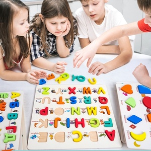 Juguete Educativo de Madera Montessori Personalizado al por Mayor, Rompecabezas 3D con Letras del <span class=keywords><strong>Alfabeto</strong></span>, Números y Formas para Niños - Product Image 2