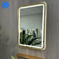 Miroir LED en plastique Art Déco 5 mm, taille personnalisée, montage mural, commande tactile, lumière réglable pour salle de bain/chambre à coucher