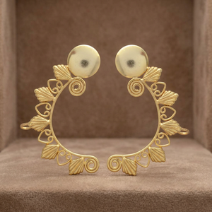 Boucles d'oreilles manchette en laiton faites à la main avec perles, style religieux hindou, plaqué argent/or antique, mode bohème - Product Image 3
