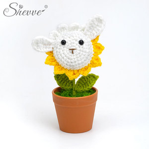 Maceta de animales de ganchillo hecha a mano Mini Ramos lindas <span class=keywords><strong>flores</strong></span> de ganchillo para decoración del hogar Día de San Valentín Pascua Día de la madre - Product Image 3
