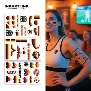 Tatouages Temporaires Imperméables pour Supporters de Football 2026 – Art Corporel avec Drapeau <span class=keywords><strong>Aigle</strong></span> – 3 Feuilles pour Adultes et Enfants – Autocollants de Supporters Allemagne - Product Image 1