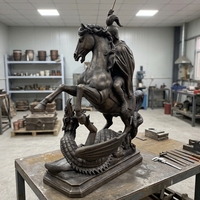 Sculpture de soldat en laiton sur mesure pour jardin extérieur, statues en bronze grandeur nature célèbres, Saint George combat le dragon, artisanat artistique