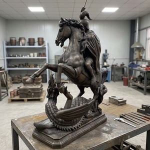 Escultura de Soldado de Latón Personalizada para Jardín Exterior, Estatuas de Bronce de Tamaño Real, San Jorge Luchando Contra el Dragón, Arte y Artesanía - Product Image 4