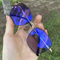 Lunettes de soleil photochromiques polarisées anti-reflet, monture carrée en titane noir, verres optiques photochromiques pour hommes