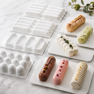 TangChu Ensemble de moules de cuisson en silicone à barres longues 6 et 8 cavités - pour gâteaux, mousses, aliments pour bébés et pains vapeur - Product Image 2